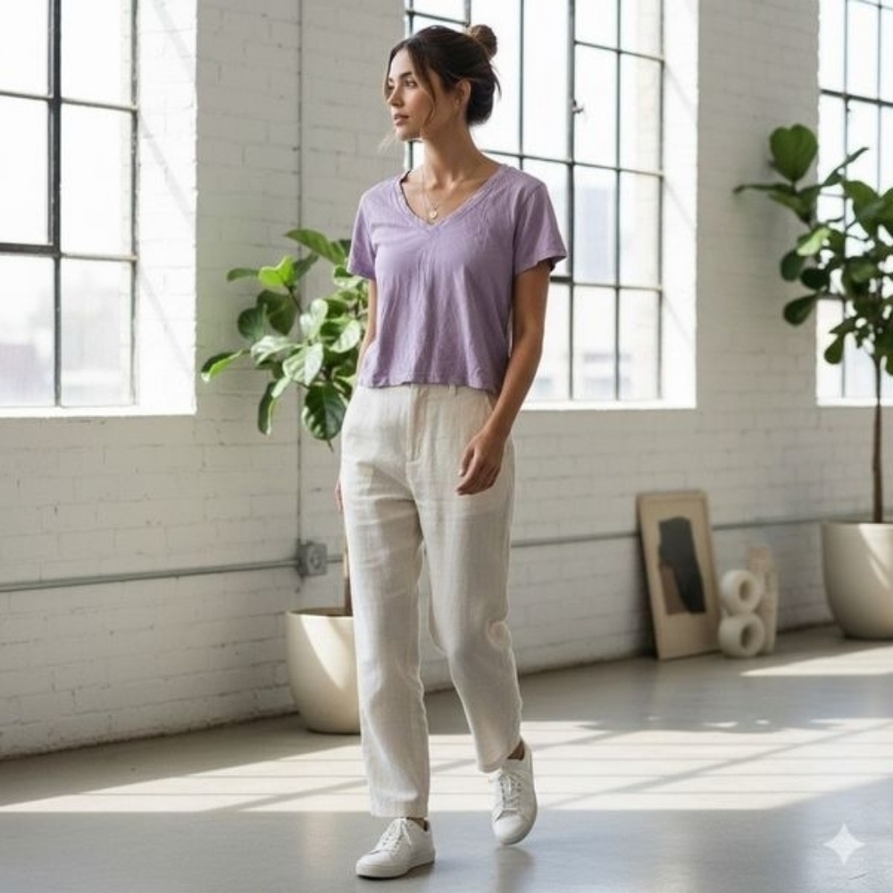 Athleta Essential V-Neck Tee, Color Lavender Size 2X